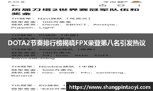 DOTA2节奏排行榜揭晓FPX荣登第八名引发热议