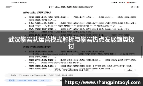 武汉攀岩队运营模式解析与攀岩热点发展趋势探讨